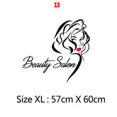 Beauty Salon Wall Sticker Beautiful Lady Hairdresser For Lady's Red Lips Vinyl Makeup Sticker Hair Hairdo Barbers Decal